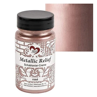 Immagine di Ideen mit Herz Crema per stencil in rilievo, pasta strutturale fine, colore stencil, 90 ml, a base d&#039;acqua (rosa)