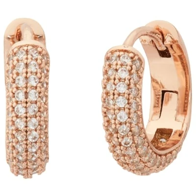 Immagine di Kate Spade New York, Piccoli orecchini a cerchio con pavé, trasparente/rosa