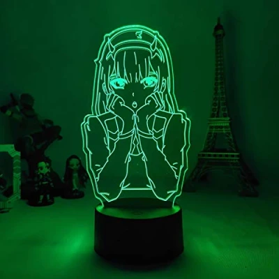 Immagine di Lampada 3D, Anime Darling in Franxx, Luce notturna per bambini, a 16 Colori che Cambiano con telecomando, idea regalo le feste e Compleanno, bambini