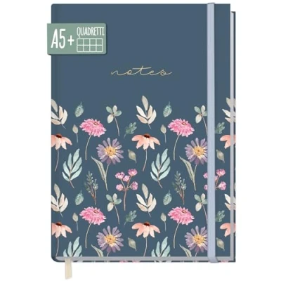 Immagine di paper&amp;you® Notebook A5+ quadrato con elastico [Flying Flowers] 156 pagine, 78 fogli come bullet journal, diario, taccuino sostenibile e climaticamente neutrale