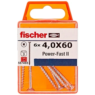 Immagine di fischer 557495 FPF II, scatola di viti per legno, filettatura parziale da 4,0 x 60 cm, zincate, 4,0X60