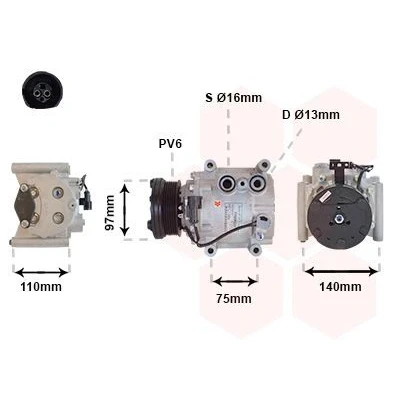 Immagine di VAN WEZEL 7700K025 Compressore Aria Condizionata SCROLL90V 12 PAG 46 R 134a JAGUAR: S Type
