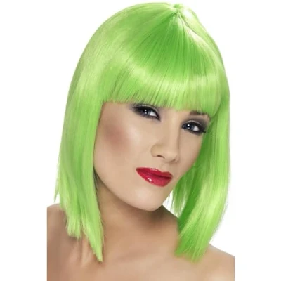 Immagine di SMIFFYS Parrucca seducente, verde fosforescente, corta, scalata con frangetta