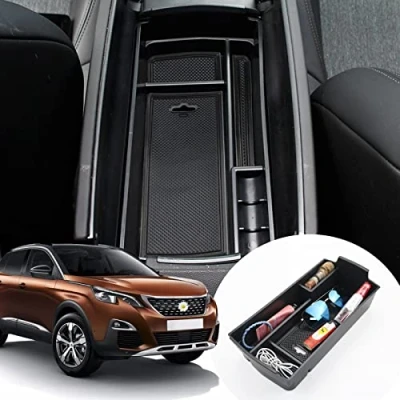 Immagine di SHAOHAO Contenitore per braccioli compatibile con Peugeot 3008 5008 GT SUV bracciolo centrale organizer vassoio, vano portaoggetti multifunzionale Accessori Scatole di immagazzinaggio