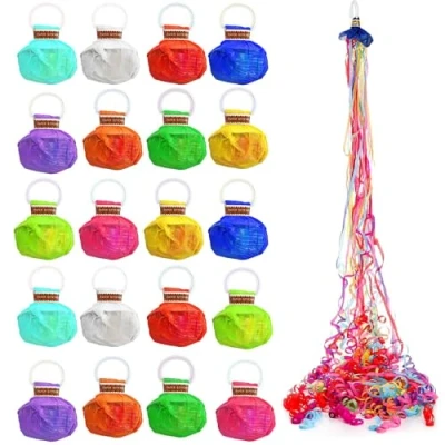 Immagine di Lumeclat 20 Lanciatori di Stelle Filanti Party, Streamer Colorati Confetti, a Lancio Manuale per Compleanni, Matrimoni, Natale, Capodanno e Spettacoli Magici (Colori Casuali)