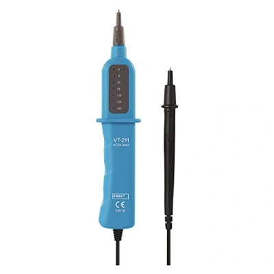 Immagine di EMOS M0003B tester di tensione CAT III, AC/DC, analogico, 6 V 400 V, con indicatore polarità, colore: Blu