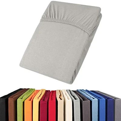 Immagine di aqua textil Viana lenzuolo elasticizzato topper spessori per letto contenitore cotone 180x200 200x200 cm grigio