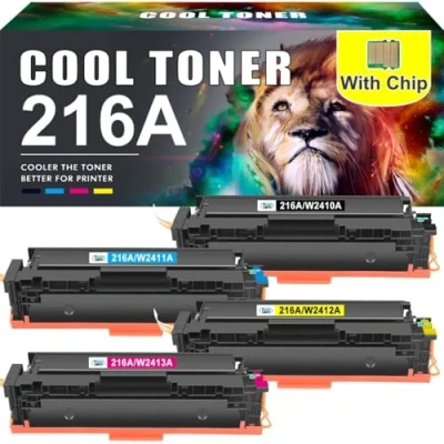 Immagine di 216A Con Chip Cartuccia Toner Compatibile per HP Color Laserjet Pro MFP M183fw M182nw M182n M155a M155nw M183 M182 M155 W2410A W2411A W2412A W2413A (Nero Ciano Giallo Magenta)