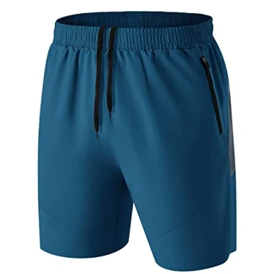 Immagine di HMIYA Pantaloncini Running Uomo Leggero Sportivi Shorts Asciugatura Veloce Palestra Corsa Calzoncini con Tasca Cerniera(Blu Pavone,EU XL/US L)