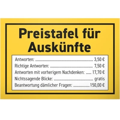 Immagine di DankeDir! Targa dei prezzi per informazioni, in plastica, 30 x 20 cm, con scritta lingua tedesca