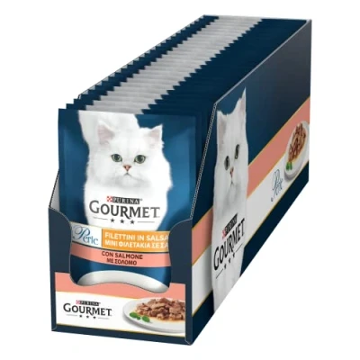 Immagine di Purina Gourmet Perle Filettini in Salsa Cibo Umido per Gatti con Salmone 26 Buste da 85g