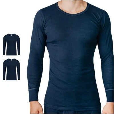 Immagine di SES Maglietta a maniche lunghe da uomo, confezione 2 pezzi, S 4XL, costine sottili, lunghe, in cotone di alta qualità, misto poliestere, Blu