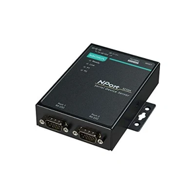 Immagine di OLKIEQZ Moxa NPort 5210A 2 Ports Device Server, 10/100M Ethernet, RS 232, DB9 Male, 15KV ESD, 0.5KV Serial Surge, 12 48VDC, 0 60C