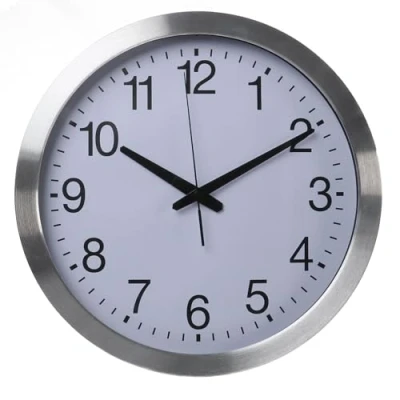 Immagine di Perel Orologio da parete, rotondo, analogico, 40 cm, controllo DCF, alluminio, argento