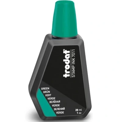 Immagine di Trodat 7011, Flacone di Inchiostro Verde per la Ricarica dei Tamponi o Cuscinetti, 28 ml, a Base d&#039;Acqua Timbrare Documenti, Impronte Pulite e Nitide, Tappo Richiudibile