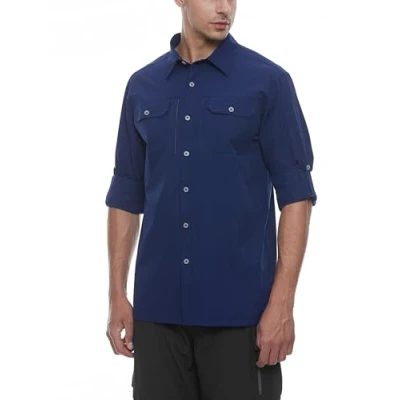 Immagine di Little Donkey Andy Camicie da Uomo Elasticizzate ad Asciugatura Rapida Resistente all&#039;Acqua UPF50+ per Escursionismo, Viaggi, Campeggio, Blu Navy, Taglia M