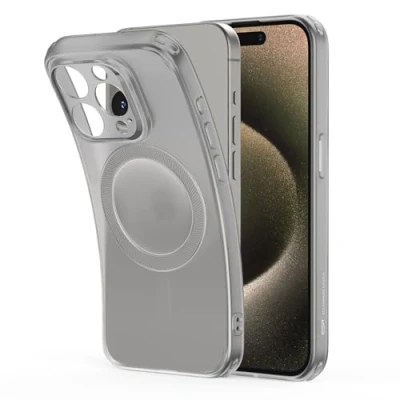 Immagine di ESR Custodia per iPhone 15 Pro Max, Compatibile con MagSafe, Protezione di livello militare, Resistente all&#039;ingiallimento e ai graffi, magnetica Serie Zero, Grigio