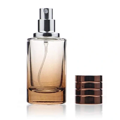Immagine di Flacone cilindrico vuoto per profumo, colore sfumato, bottiglietta in vetro, con fine nebulizzatore, 30ml, marrone