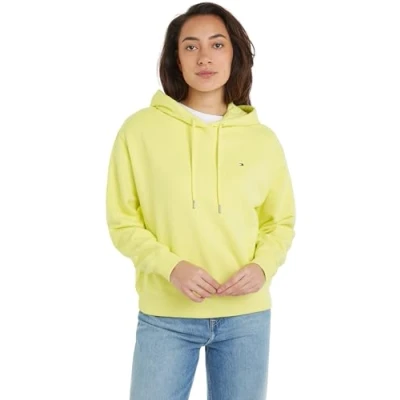 Immagine di Tommy Hilfiger Felpa Donna Flag On Chest con Cappuccio, Giallo (Yellow Tulip), M