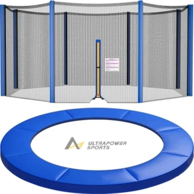 Immagine di ULTRAPOWER SPORTS Protezione per Bordo di Tappeto Elastico &amp; Rete Sicurezza Trampolino con 244 305 366 397cm Resistente a Raggi UV e Strappo, blu 12FT 8 (8 pali) Involucro