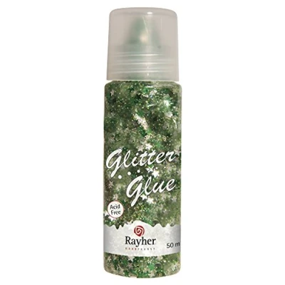 Immagine di Rayher 30190426 Glitter Glue Bottiglia da 50 ml, colore: Verde/Argento