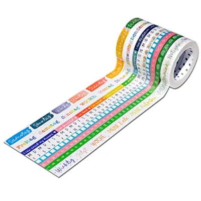 Immagine di Papierdrachen 9 nastri washi per il tuo bullet journal lettering a mano facile da incollare nei giorni della settimana To Do Fai te Weekly Schedule Compiti Ideale principianti e