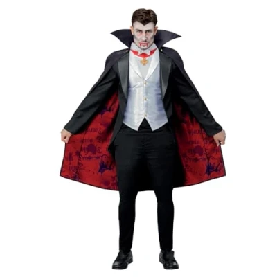 Immagine di SMIFFYS Costume Dracula Universal Monsters, Giacca con finto gilet e top, mantello medaglione