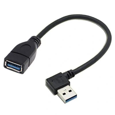 Immagine di Cavo di prolunga USB 3.0 tipo A maschio femmina, 20 cm, 5 Gbps, 90 gradi Nero Left angled