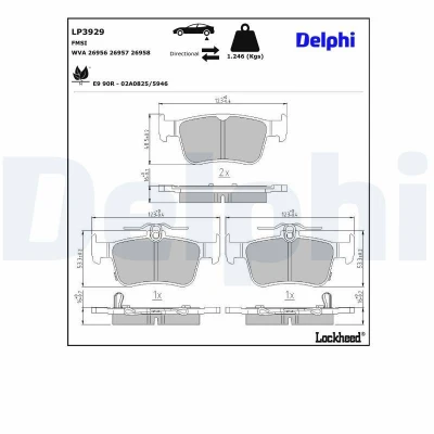 Immagine di Kit pastiglie freno, Freno a disco DELPHI LP3929