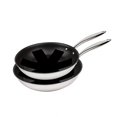 Immagine di MasterPRO Argent 3 2 padelle antiaderenti da 24 e 28 cm con triplo strato in acciaio inox alluminio forgiato manico ergonomico padella per tutti i tipi di cucina