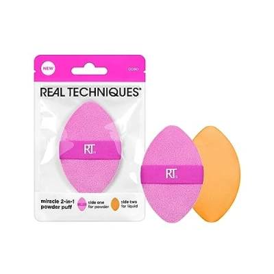 Immagine di Real Techniques Spugna in polvere 2 1 Miracle, bifacciale, a misura intera, per miscelare il trucco,1 confezione