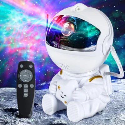 Immagine di VIYSPNV Proiettore Stelle Astronauta, Lampada Notturna Bambini con 8 Modalità Nebulosa e Stelle, 360 Controllo Remoto, Luminosità Velocità Regolabili per Camera da Letto Relax