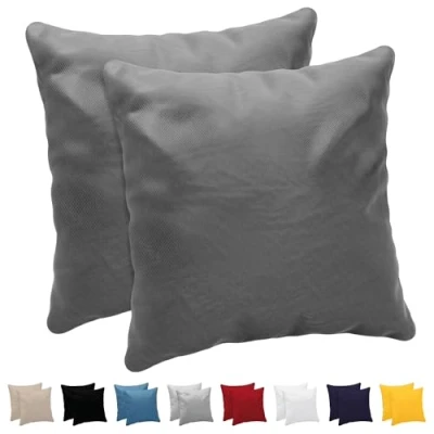 Immagine di Dreamzie Federa Cuscino (Set di 2) Antracite Cotone per i Cuscini 80 x cm 100% Jersey da Copri Letto Fodera Protezione
