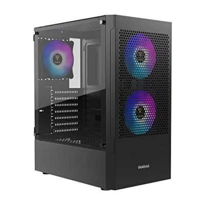 Immagine di GAMDIAS TALOS E3 Mesh Gaming PC case, Mid Tower ATX Case con pannello laterale in vetro temperato e un filtro antipolvere magnetico 3 ventole ARGB integrate da 120 mm, installazione senza attrezzi,