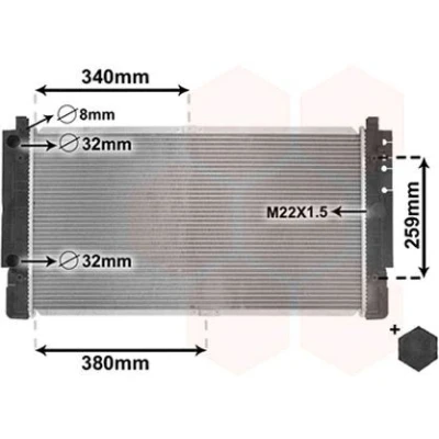 Immagine di VAN WEZEL 58002149 Radiatore motore Alluminio 720 405 32 *** IR PLUS con accessori Alette di raffreddamento saldate VOLKSWAGEN: TRANSPORTER 4 Bus