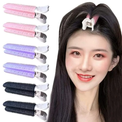 Immagine di 6Pcs Bigodini in Nylon,Plastica Set Rulli Per Capelli, Professionale, Autoadesivi Autoaderenti, Mini Strumenti Capelli Fai Da Te, Nero
