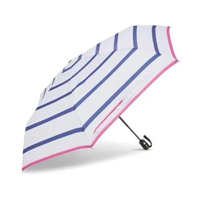 Immagine di Samsonite Ombrello compatto con apertura e chiusura automatica, a righe bianco/blu/rosa, taglia unica,