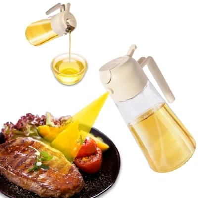 Immagine di XIKAYA 600ml Spruzzino olio per friggitrice aria、Spruzzino olio, 2 in 1,Nebulizzatore olio,Per cuocere al forno, Cucinare, Insalate e barbecue (Beige)