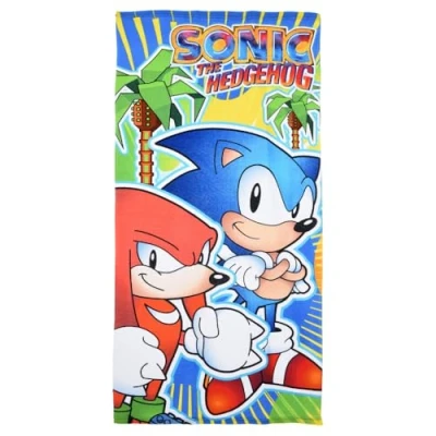 Immagine di CARTOON Telo mare Sonic in microfibra di poliestere asciugamano per bambini 240 gsm dimensione 70 x 140 cm spiaggia piscina