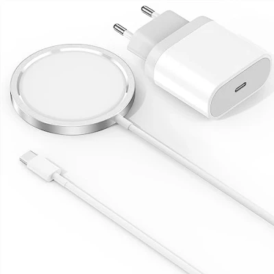 Immagine di Caricabatterie USB C 20W,Caricatore Wireless Magnetico 15W Compatibile con iPhone 16/16 Pro Max/16 Pro/16 Plus,15/15 Max/14/13/12/11, AirPods Kit di Ricarica Rapida Cavo da 1m (Bianco)