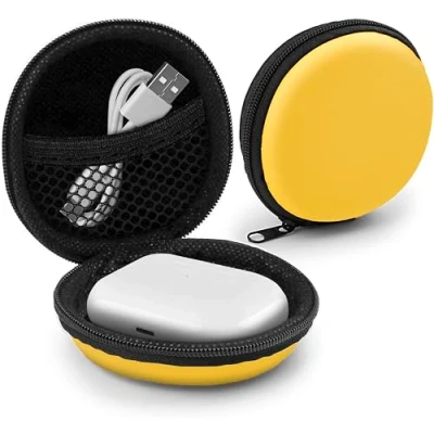 Immagine di MyGadget Custodia Rigida per Auricolari Cuffie Bluetooth Senza Fili Tasca Resistente Auricolare Apple iPhone USB Stick Cavi Scatolina Giallo