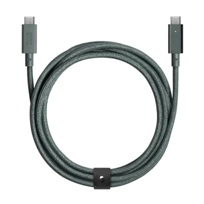 Immagine di Native Union Type C Belt Cable Pro Cavo di ricarica ultrarobusto USB a da 8 piedi con cinturino in pelle compatibile iPhone 16, 16 Max,MacBook 14&quot;/16&quot;M2, Air 15&quot;M2(Verde Ardesia)