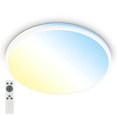 Immagine di BRILONER lampada da soffitto a LED con telecomando, bianco caldo freddo, dimmerabile, LED, plafoniera, 49 x 9,5 cm,