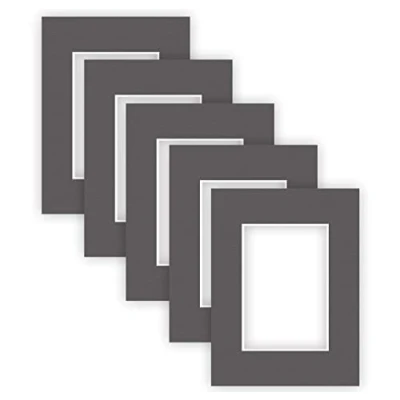 Immagine di nielsen Conservation Passepartout cartone 1,5 mm, set di 5, formato esterno 18x24 cm per immagine 10x15 cm, grigio grafite con struttura