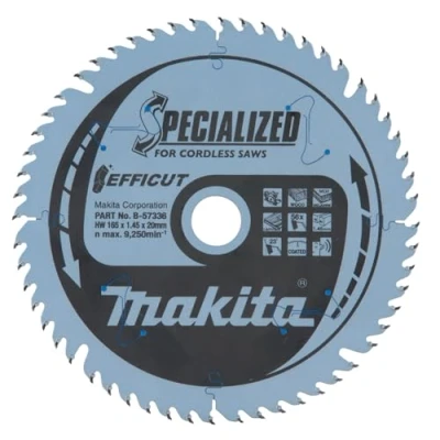 Immagine di Makita 57336 Lama per sega circolare Specialized B, 56 denti, 1 V, Argento, 165 X 20 mm