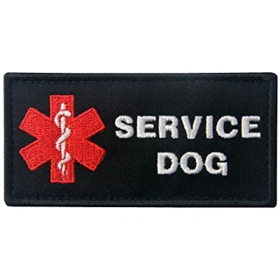 Immagine di Cane di servizio Emblema gilet/imbracature Paramedico Star of Life con Fissaggio Chiusura a uncino e asola Ricamata Toppa