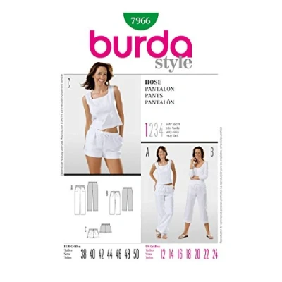 Immagine di Burda B7966 Cartamodello per Pantalone, 19 x 13 cm (Lingua Inglese)