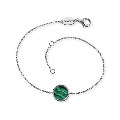 Immagine di Engelsrufer Bracciale da donna in Argento sterling e pietra potente, chiusura a moschettone, regolabile due lunghezze, senza nichel, 1 Stein, sterling, Malachite