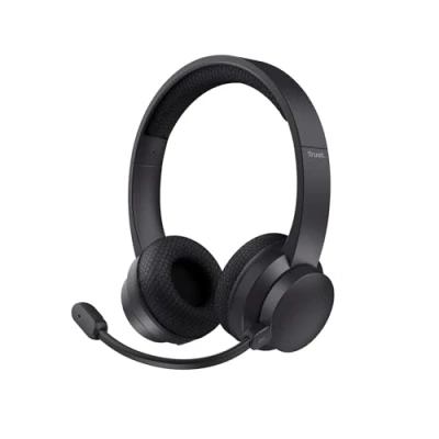 Immagine di Trust Roha II Cuffie Wireless Bluetooth con Microfono ENC Antirumore, 85% di Plastica Riciclata, On Ear Auricolari Ricaricabile per Lavoro Casa e Ufficio Teams Zoom, Nero