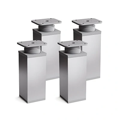Immagine di sossai® Gambe per mobili MFV1 set di 4 regolabili in altezza Altezza: 100 mm (+20mm) Design: Alu Forma angolare: 40 x Viti inclusi